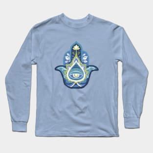 Hamsa Hand - Sapphire(September) Long Sleeve T-Shirt